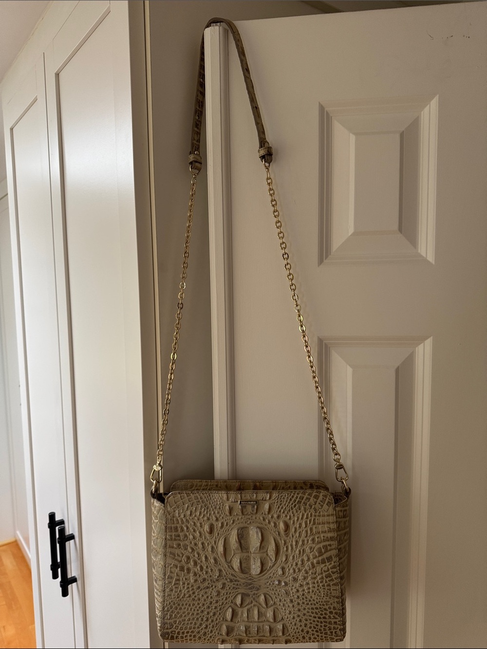 Brahmin Neutral Croc-Embossed Gold-Trim Crossbody. Excellent condition. - Picture 6 of 6